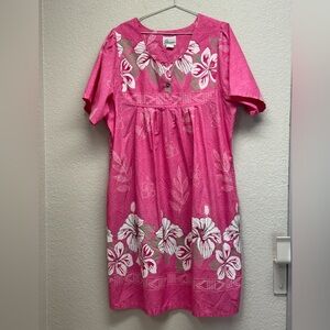 Essentials Bright Pink Floral Casual Dress for women XL pit 24” x L 44”
